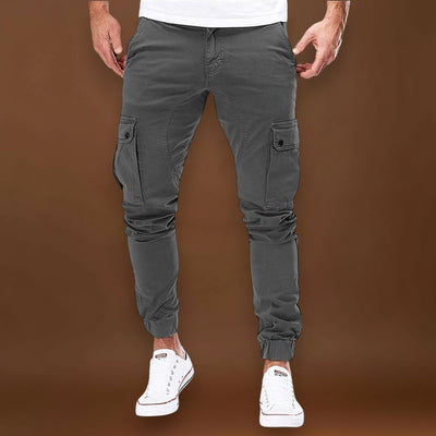 Calças Cargo - Mistura de Poliéster, Corte Desportivo e Bolsos Seguros