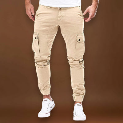 Calças Cargo - Mistura de Poliéster, Corte Desportivo e Bolsos Seguros