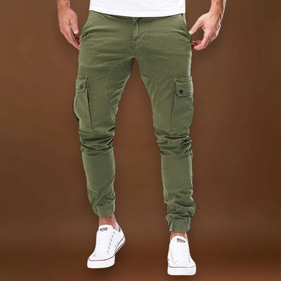 Calças Cargo - Mistura de Poliéster, Corte Desportivo e Bolsos Seguros