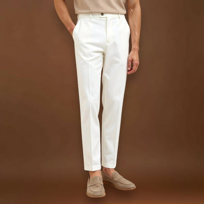 Calças Chino - Tecido Misturado, Corte Regular e Movimento Fácil
