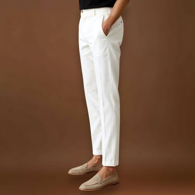 Calças Chino - Tecido Misturado, Corte Regular e Movimento Fácil