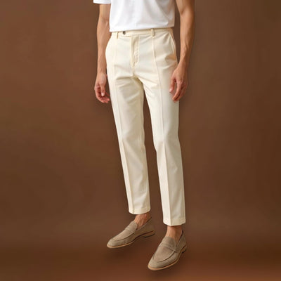 Calças Chino - Tecido Misturado, Corte Regular e Movimento Fácil