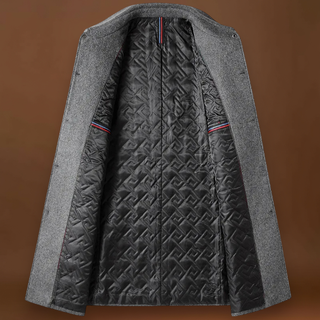 Casaco - Tecido Misturado, Corte Longo e Forma Estruturada para Camadas