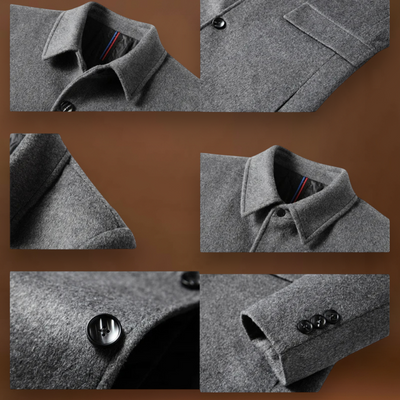 Casaco - Tecido Misturado, Corte Longo e Forma Estruturada para Camadas