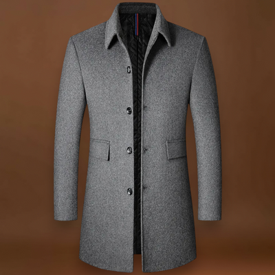 Casaco - Tecido Misturado, Corte Longo e Forma Estruturada para Camadas