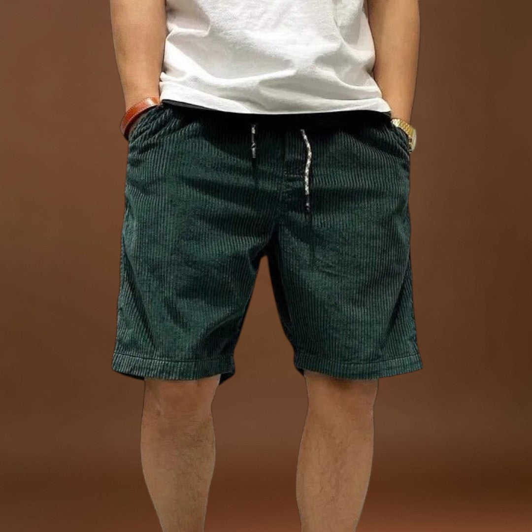 Calções em Mistura de Corduroy - Cintura Média e Bolsos Seguros