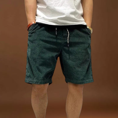 Calções em Mistura de Corduroy - Cintura Média e Bolsos Seguros