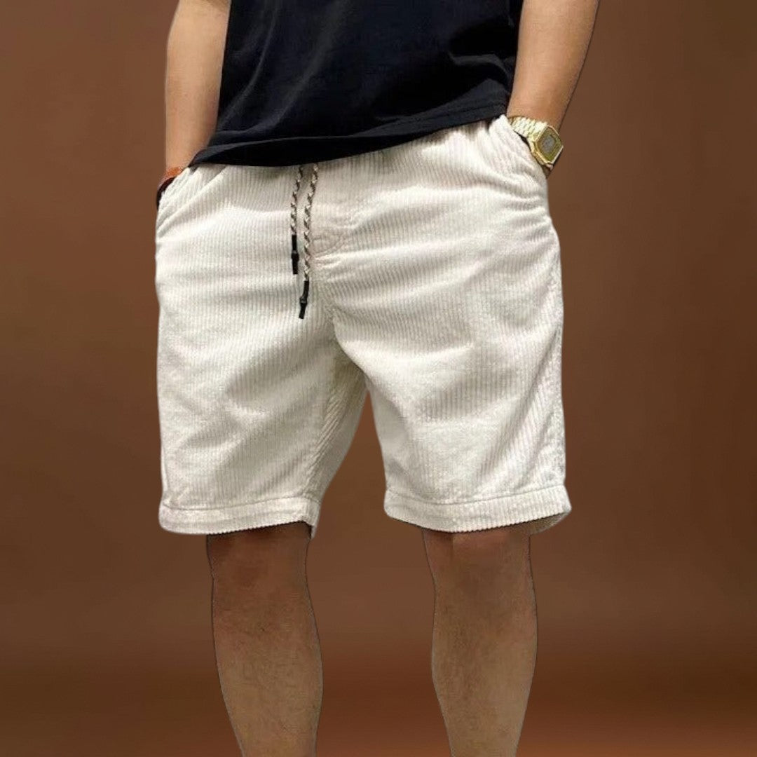 Calções em Mistura de Corduroy - Cintura Média e Bolsos Seguros