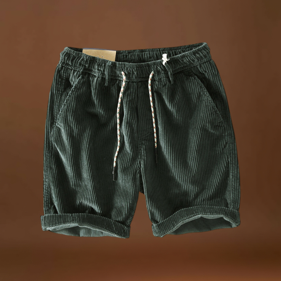 Calções em Mistura de Corduroy - Cintura Média e Bolsos Seguros