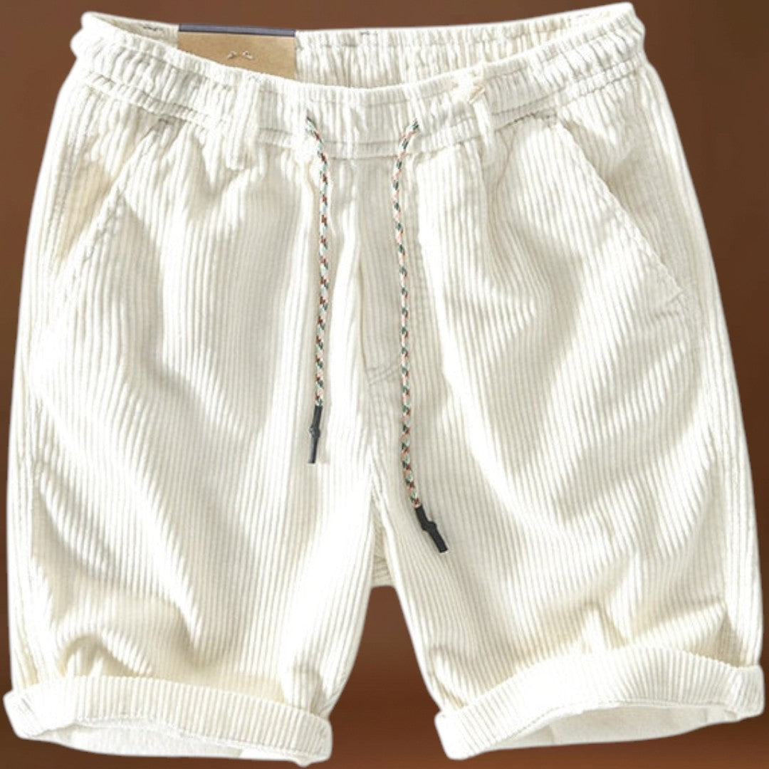 Calções em Mistura de Corduroy - Cintura Média e Bolsos Seguros