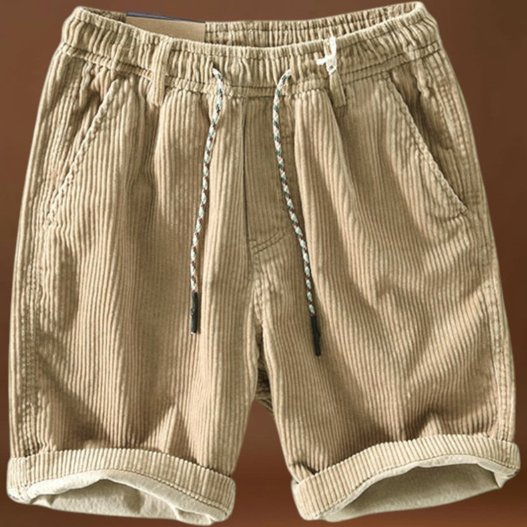 Calções em Mistura de Corduroy - Cintura Média e Bolsos Seguros