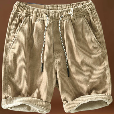 Calções em Mistura de Corduroy - Cintura Média e Bolsos Seguros