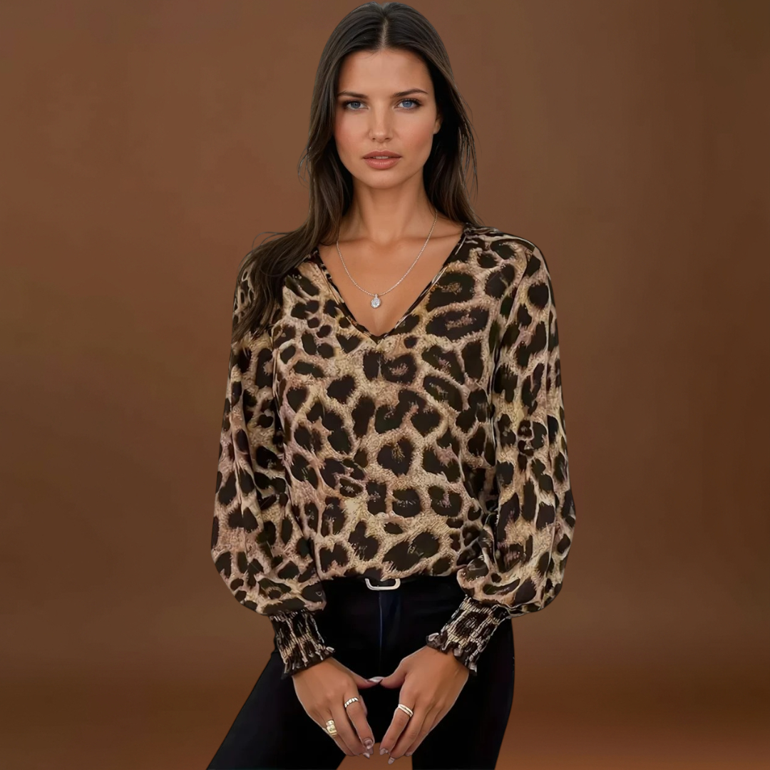 Susana - Blusa elegante com estampado de leopardo