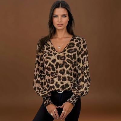 Susana - Blusa elegante com estampado de leopardo