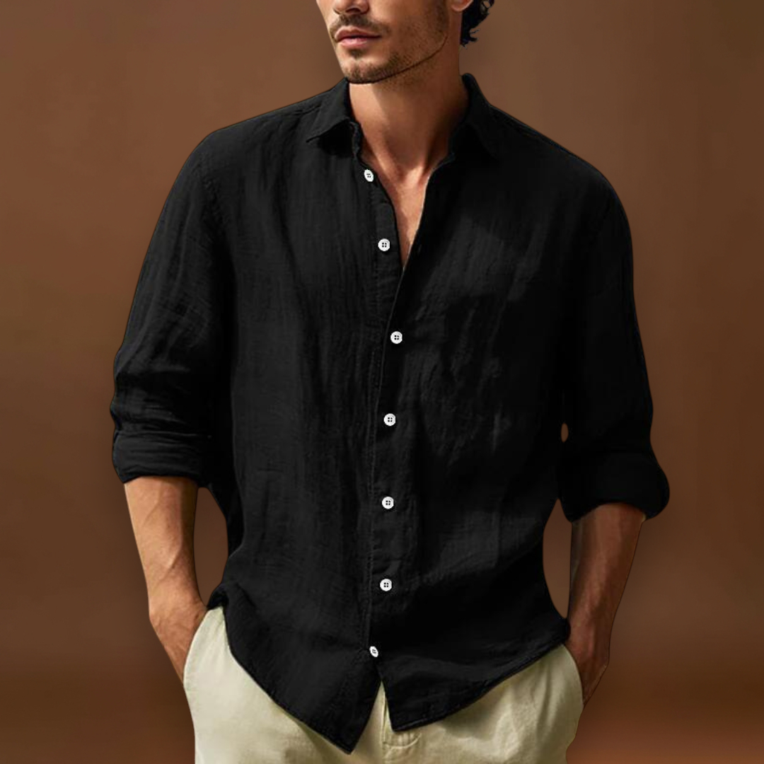 Camisa de Vestir - Painel Frontal Estruturado & Mistura Respirável