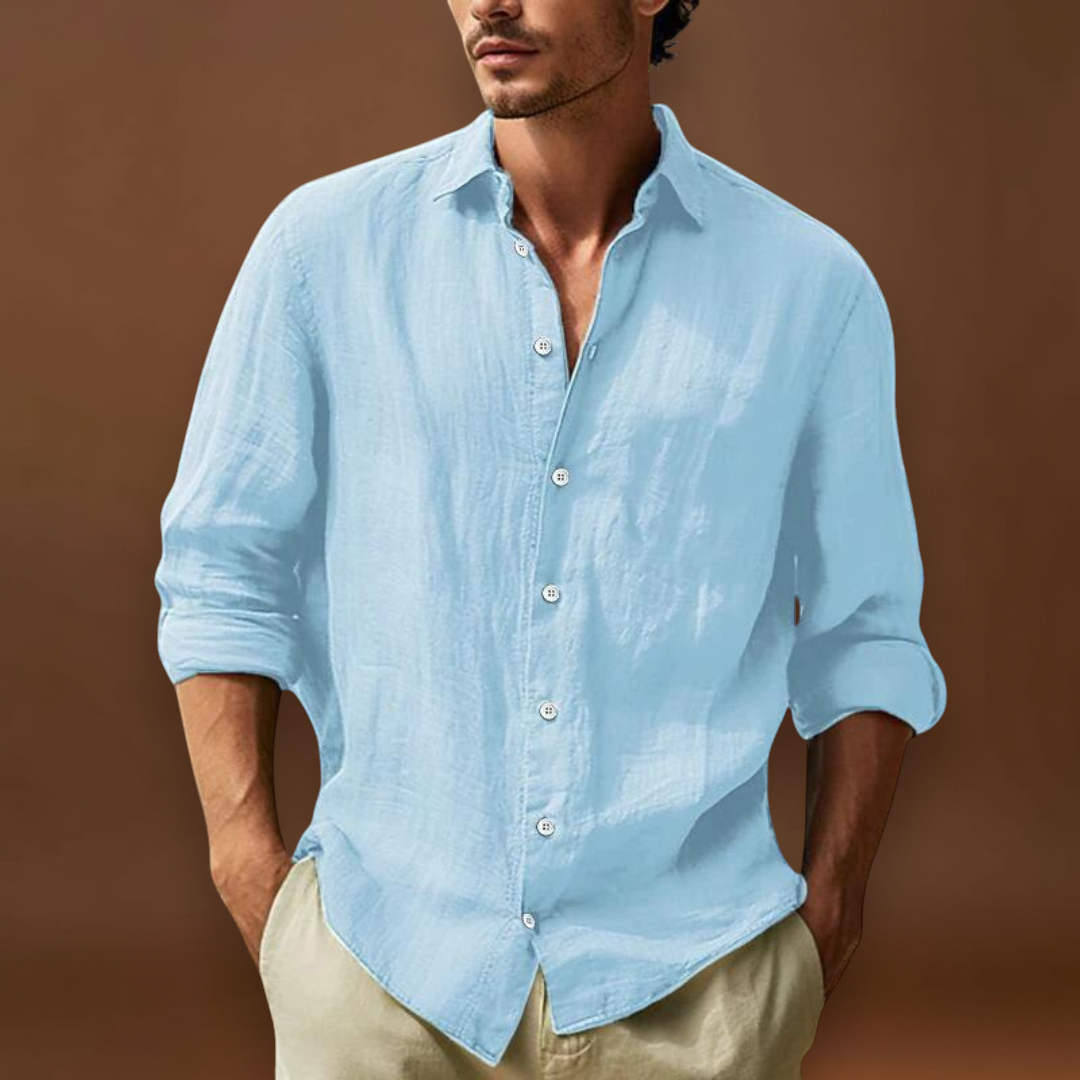 Camisa de Vestir - Painel Frontal Estruturado & Mistura Respirável