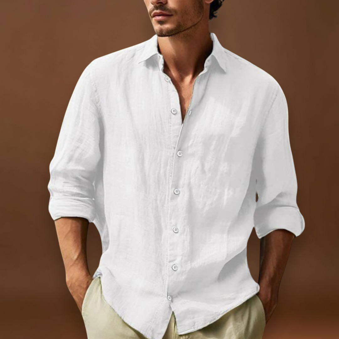 Camisa de Vestir - Painel Frontal Estruturado & Mistura Respirável