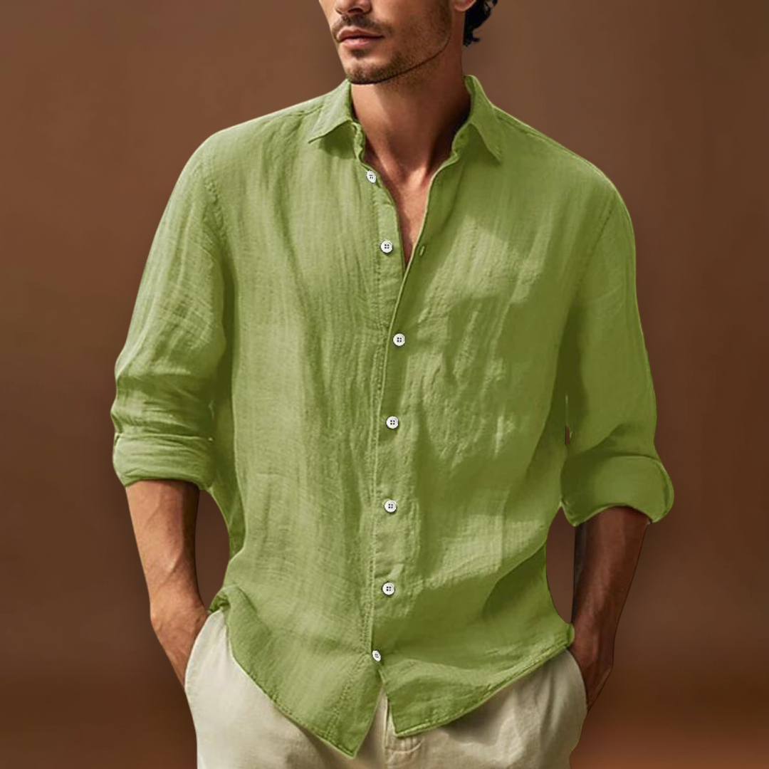 Camisa de Vestir - Painel Frontal Estruturado & Mistura Respirável