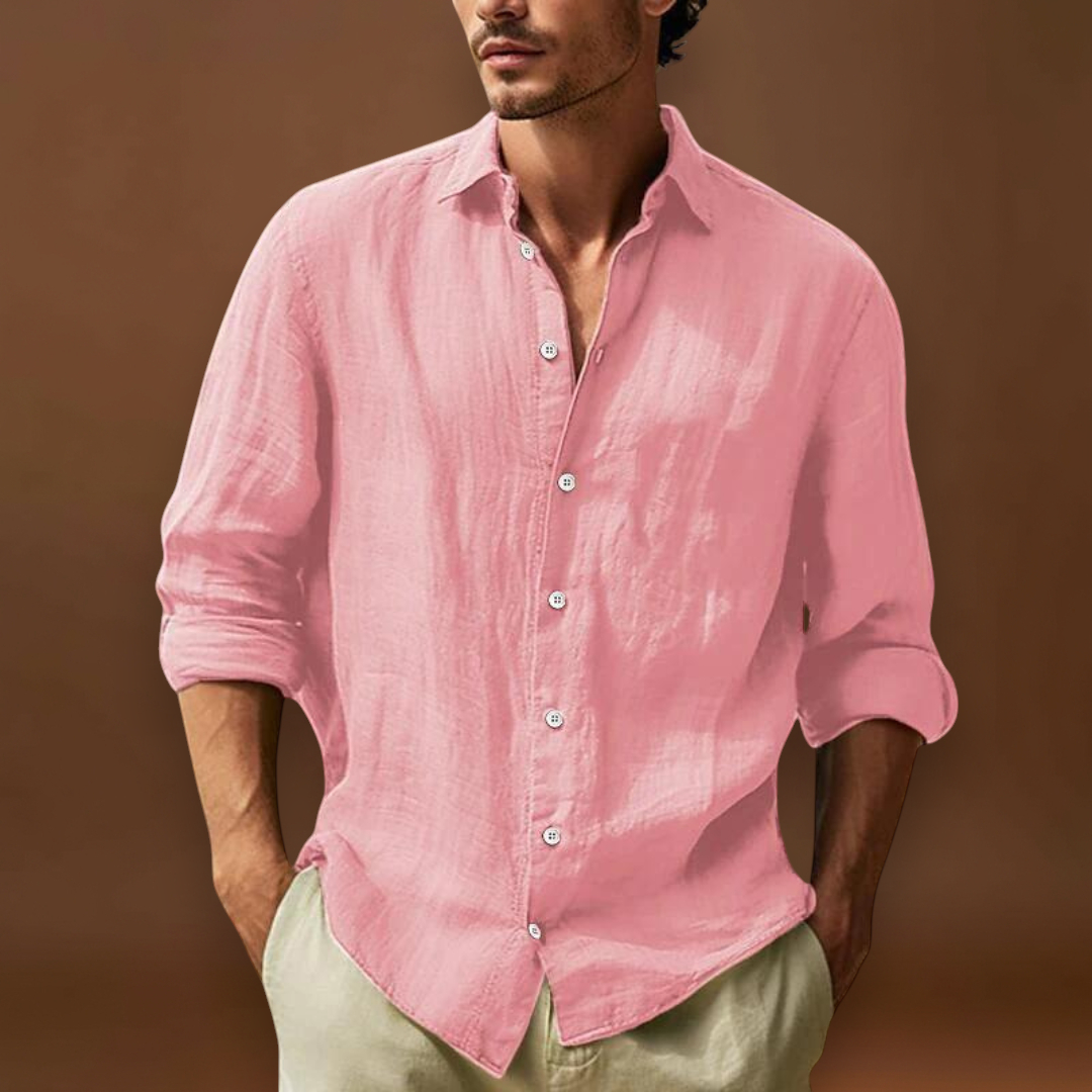 Camisa de Vestir - Painel Frontal Estruturado & Mistura Respirável