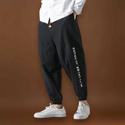 Shun - Calças japonesas confortáveis Preto