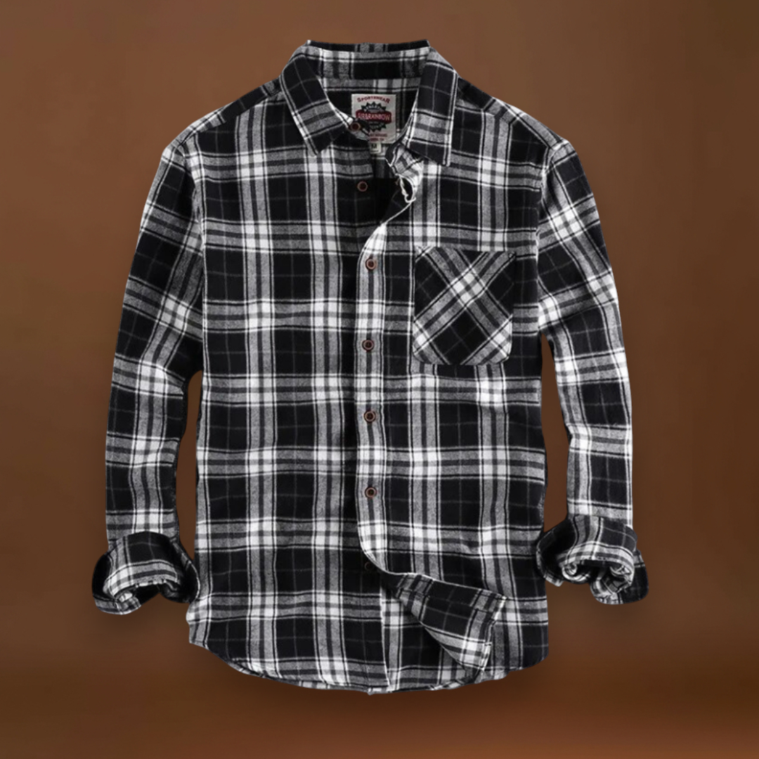 Camisa de Flanela - Acabamento em Mistura Escovada e Bolso no Peito