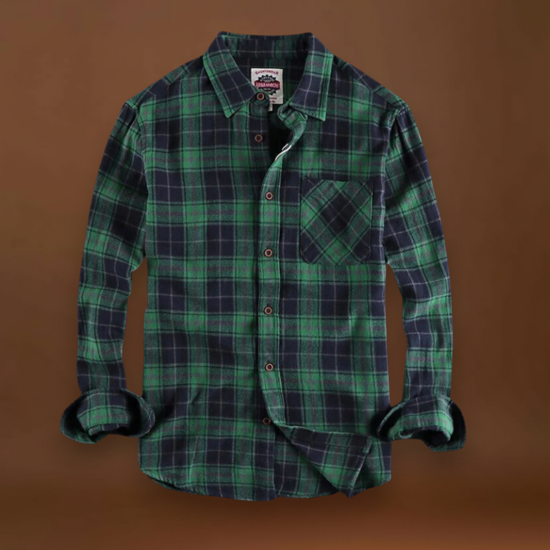 Camisa de Flanela - Acabamento em Mistura Escovada e Bolso no Peito