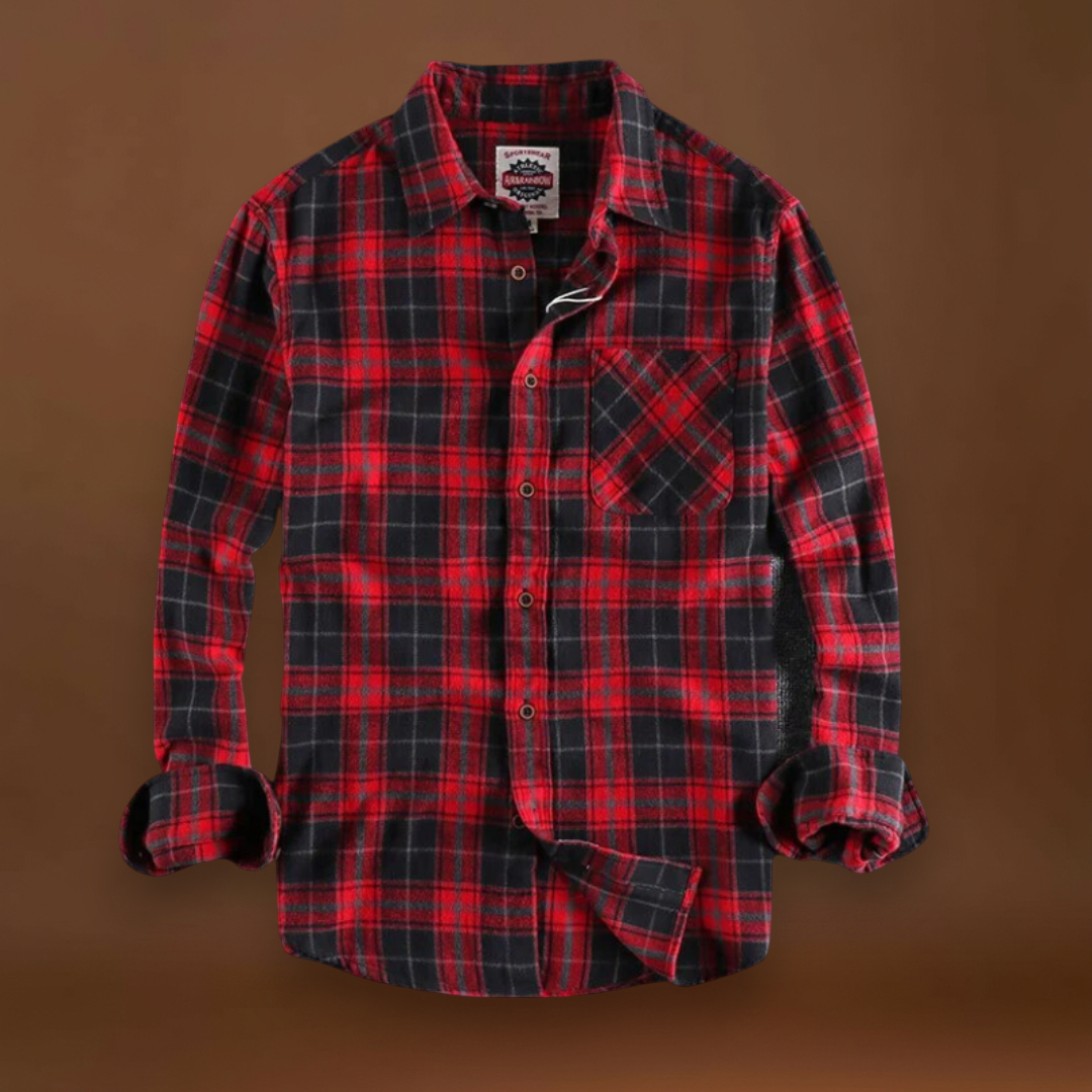 Camisa de Flanela - Acabamento em Mistura Escovada e Bolso no Peito