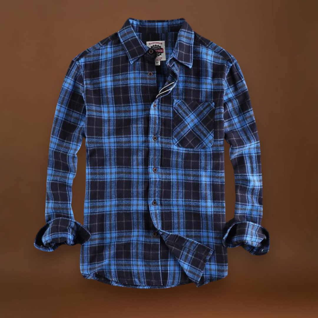 Camisa de Flanela - Acabamento em Mistura Escovada e Bolso no Peito