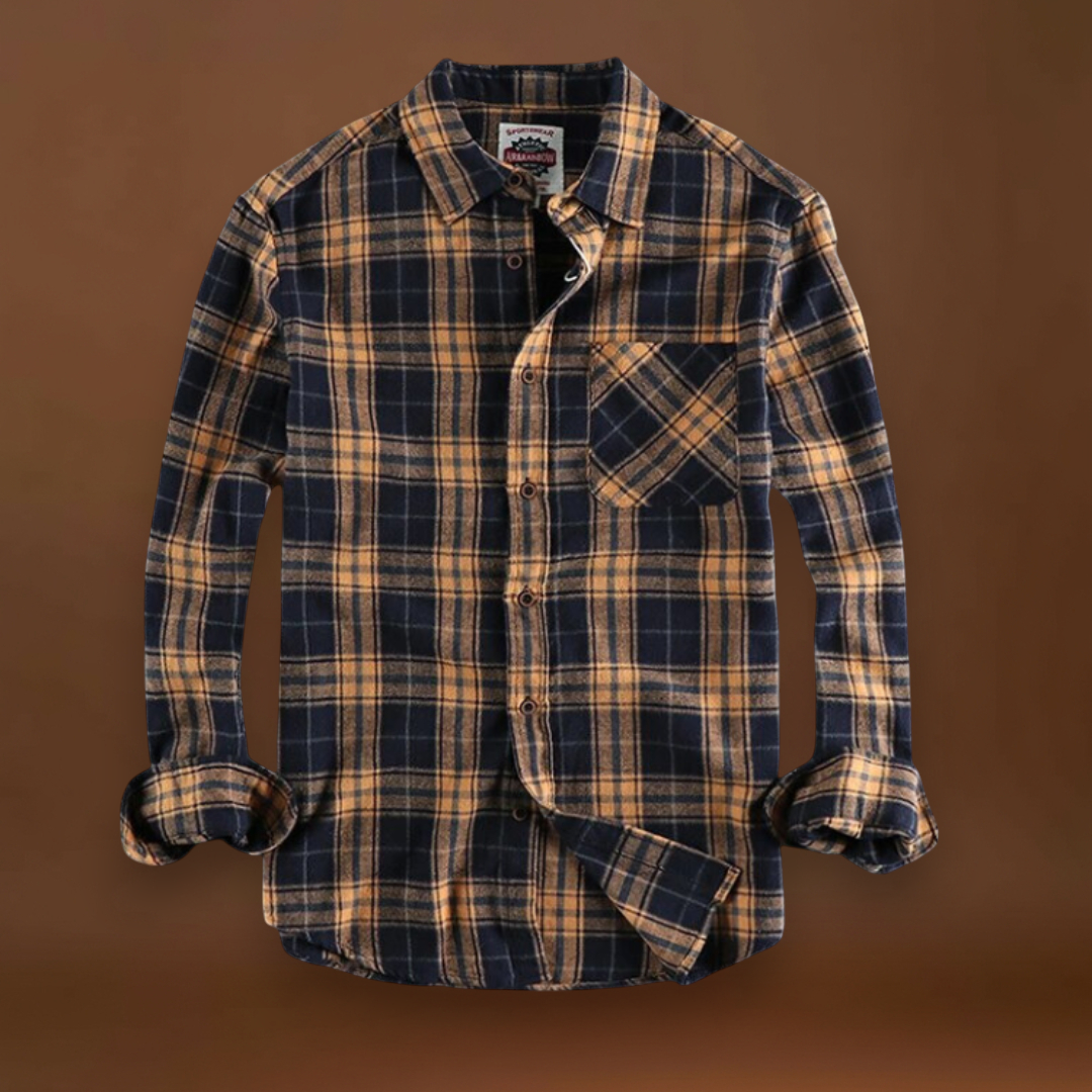 Camisa de Flanela - Acabamento em Mistura Escovada e Bolso no Peito