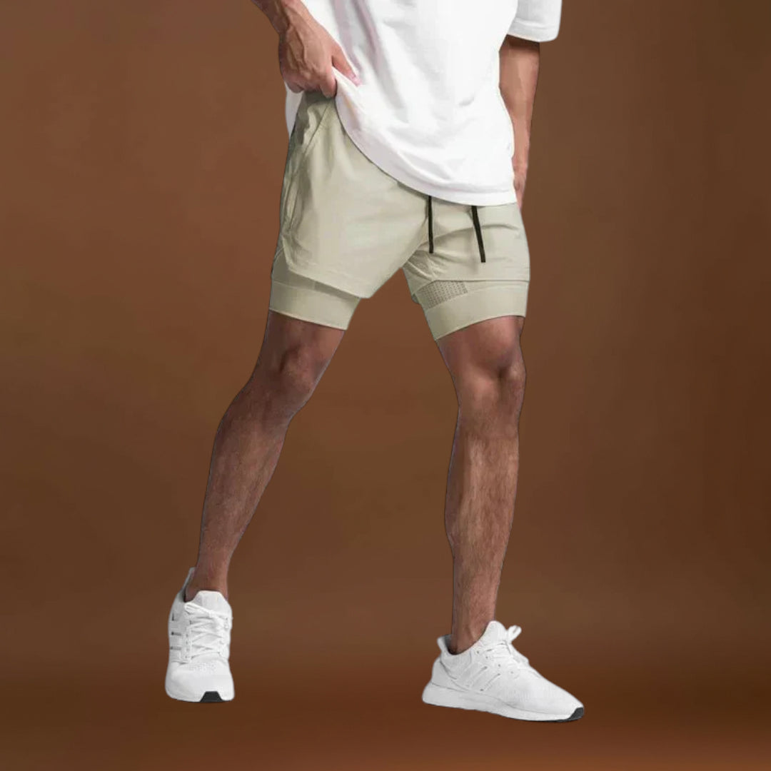 Calções de Ginásio - Mistura de Poliéster Leve e Grande Mobilidade