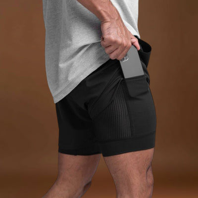 Calções de Ginásio - Mistura de Poliéster Leve e Grande Mobilidade