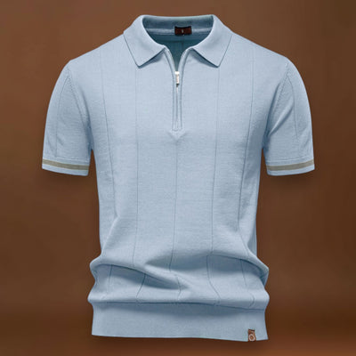 Polo de Meio Zíper – Textura Vertical e Fácil de Vestir