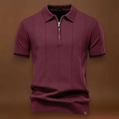 Polo de Meio Zíper – Textura Vertical e Fácil de Vestir