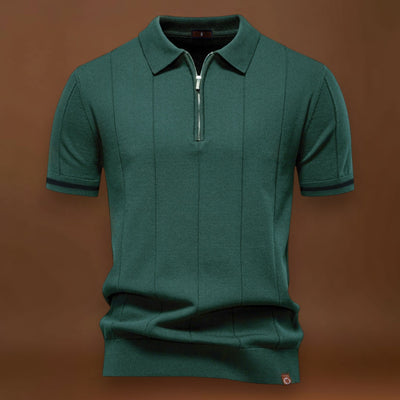 Polo de Meio Zíper – Textura Vertical e Fácil de Vestir
