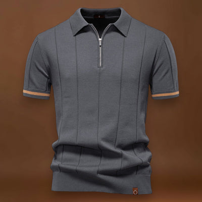 Polo de Meio Zíper – Textura Vertical e Fácil de Vestir