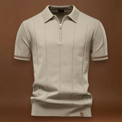 Polo de Meio Zíper – Textura Vertical e Fácil de Vestir