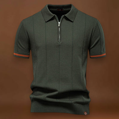 Polo de Meio Zíper – Textura Vertical e Fácil de Vestir
