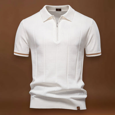 Polo de Meio Zíper – Textura Vertical e Fácil de Vestir