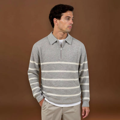 Constantino | Sweater Meio Zíper Listrado Polivalente