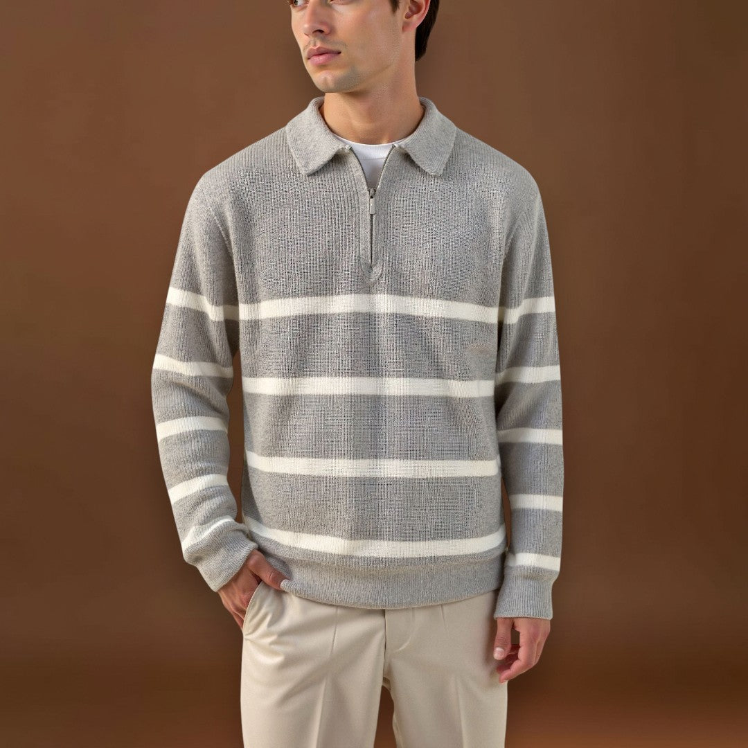 Constantino | Sweater Meio Zíper Listrado Polivalente