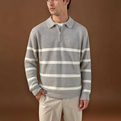 Constantino | Sweater Meio Zíper Listrado Polivalente
