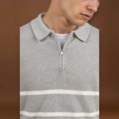 Constantino | Sweater Meio Zíper Listrado Polivalente