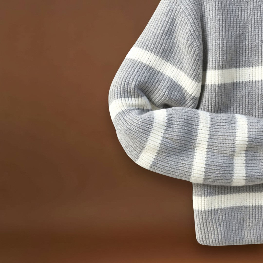 Constantino | Sweater Meio Zíper Listrado Polivalente