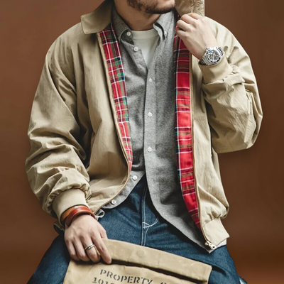 Casaco Harrington – Mistura Leve com Lapela e Fecho de Zíper