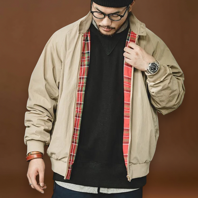 Casaco Harrington – Mistura Leve com Lapela e Fecho de Zíper