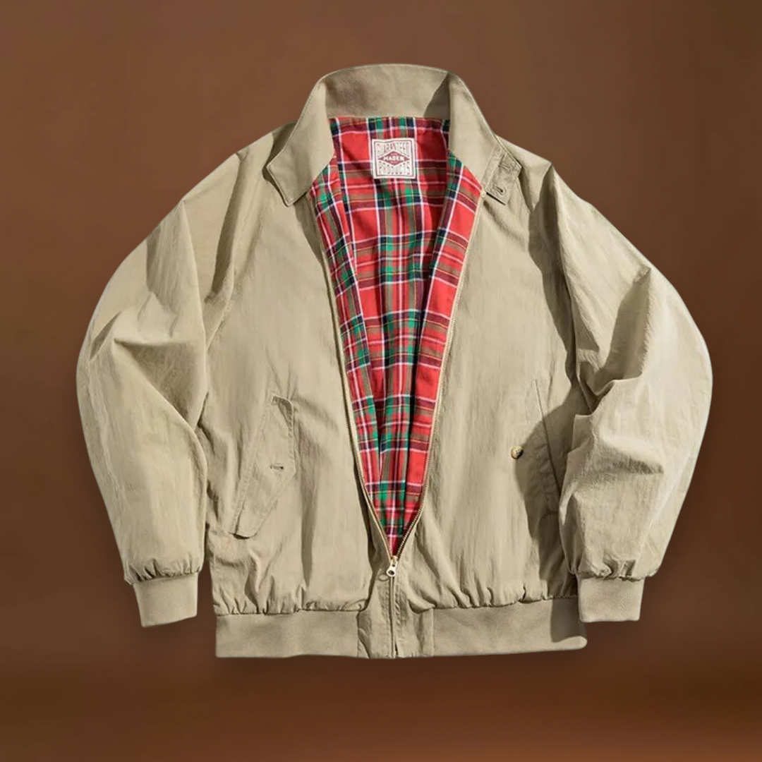 Casaco Harrington – Mistura Leve com Lapela e Fecho de Zíper