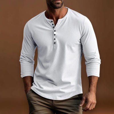 Camisa Henley - Patilha de Botões e Mistura Natural Respirável