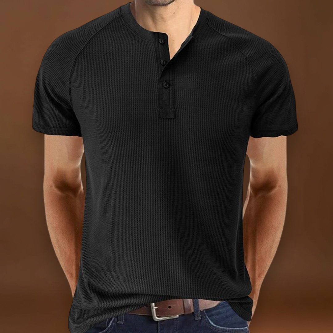 Camisa Henley - Com Abertura de Botões e Mistura Respirável e Suave