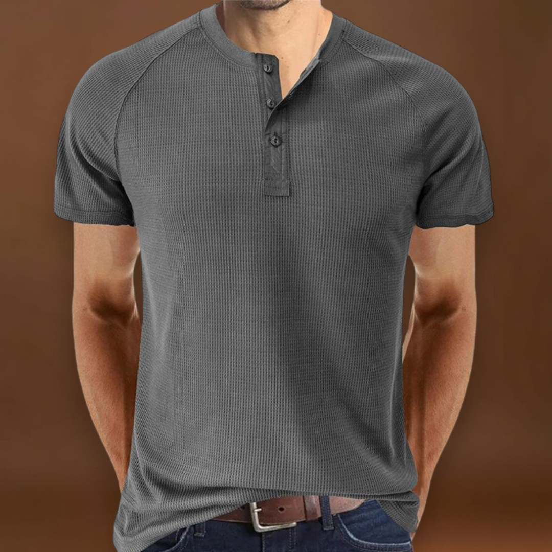 Camisa Henley - Com Abertura de Botões e Mistura Respirável e Suave