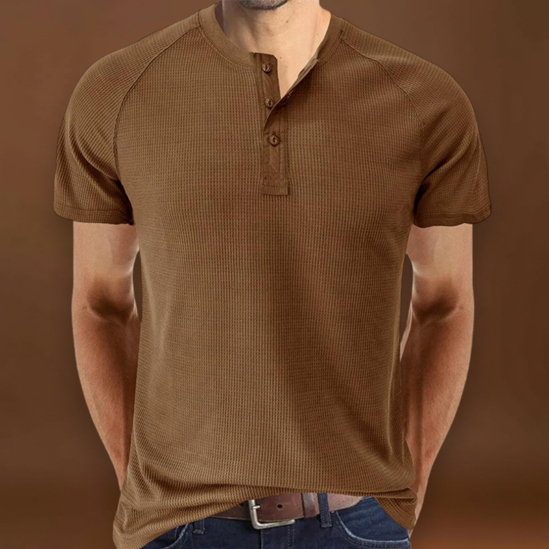 Camisa Henley - Com Abertura de Botões e Mistura Respirável e Suave